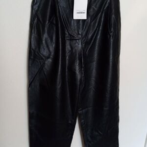 Oat + Fort Black Faux Leather Pants Sz M/M Reg $88